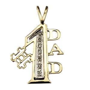14 Karat Yellow Gold and Diamond #1 Dad Pendant #20876